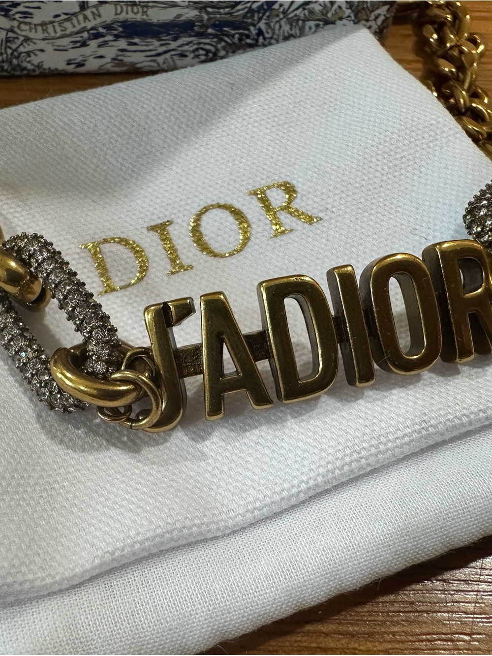 Authentic Christian Dior J'Adior Bracelet Aged Gold Tone Crystal Star Charm - Picture 2 of 7